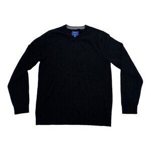APT.9 Sweater Mens Small Black Merino Blend Long Sleeve Slim Fit Pullover